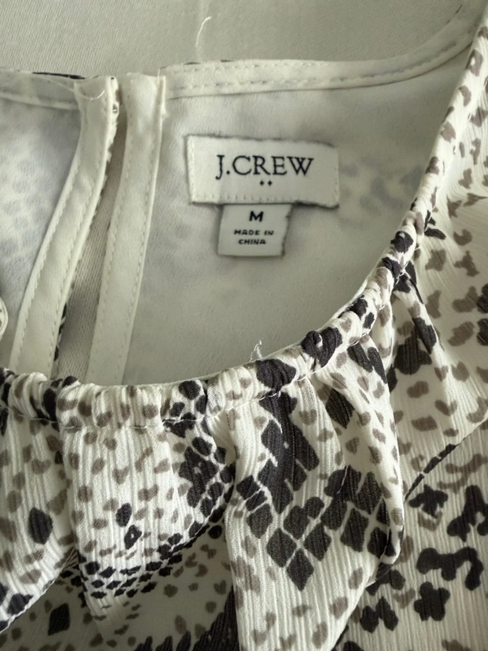 J. Crew Gray and White Snake-Print Long‎ Sleeve Dress